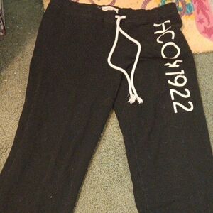 Hollister Black Sweatpants with White Drawstring